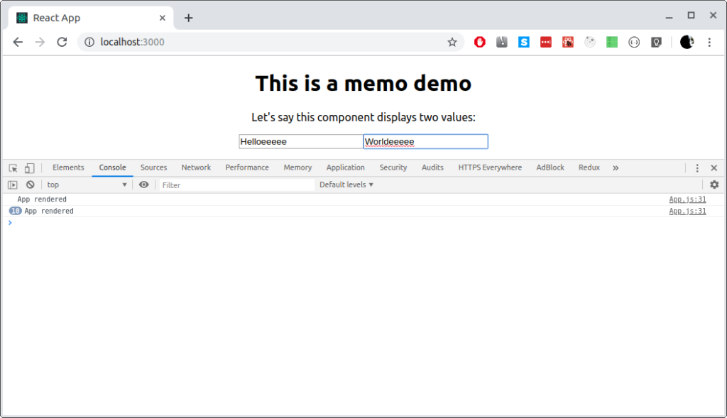 Memo demo app: Updates on every input
